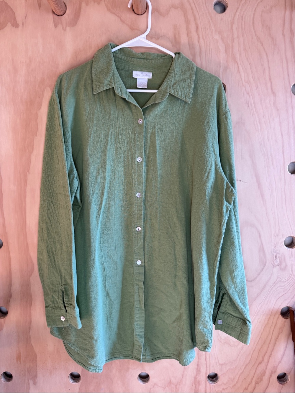 Soft Surroundings Olive Green Button-Down Shirt